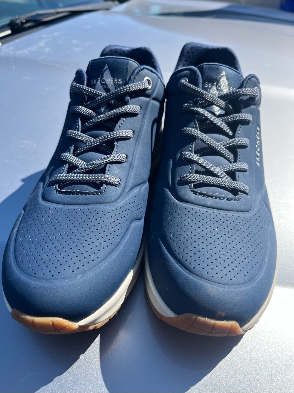 Skechers Women’s  Navy and Gum-Trim Low-Top Slip on  Sneakers